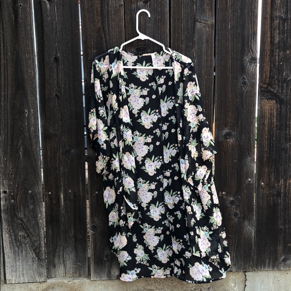Black coverall with floral print